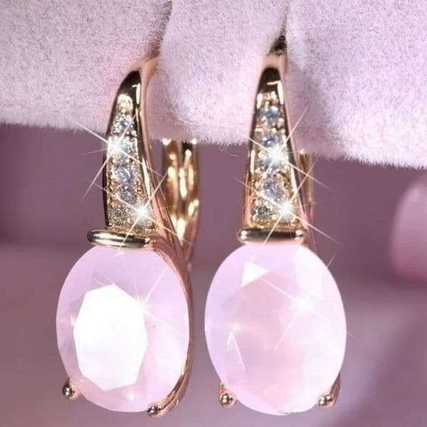 The Pink Moon Nights 14k Gold Plated Pink moonstone earrings - Image 1