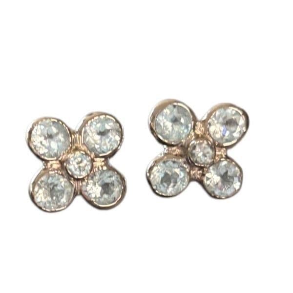 Vintage silver tone earrings with light blue stones - Thumbnail 6