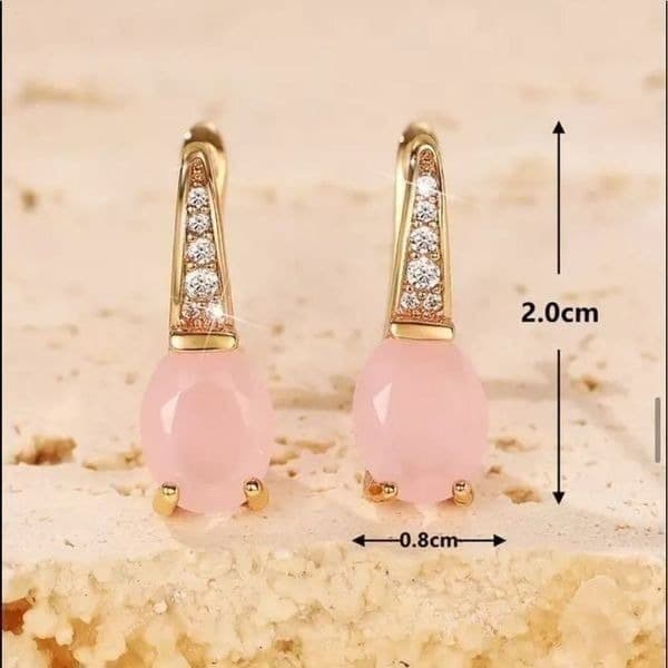 The Pink Moon Nights 14k Gold Plated Pink moonstone earrings - Thumbnail 3