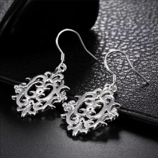 The Abstract Beautiful drop Tibetan silver earrings - Thumbnail 5