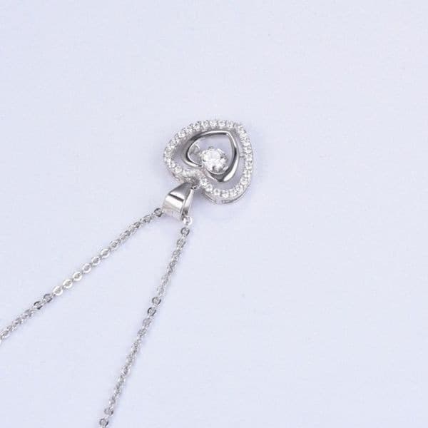 The Kelly 925 & Cubic Zirconia floating heart pendant necklace - Thumbnail 2