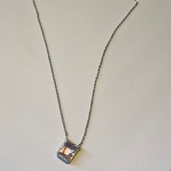 The Pink Geo Necklace with cubic zirconia and 925. - Thumbnail 9