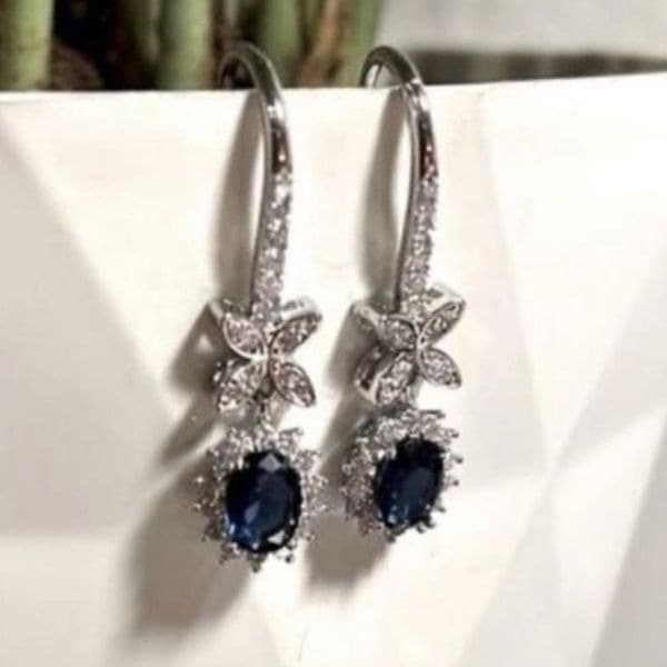 The drop blue bridesmaid earrings in 925 silver - Image 1