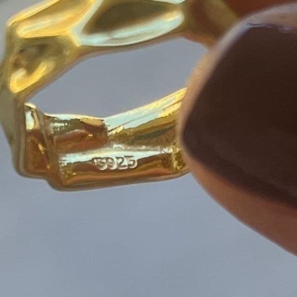 The Hammered Ring 925 adjustable gold band ring - Thumbnail 6