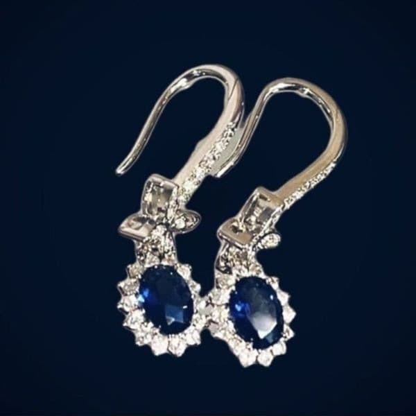 The drop blue bridesmaid earrings in 925 silver - Thumbnail 6