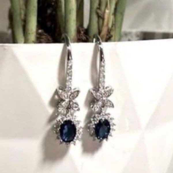 The drop blue bridesmaid earrings in 925 silver - Thumbnail 4