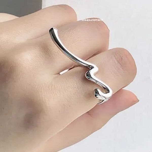 The Irregular Signature 2 finger Ring in Silver - Image 1