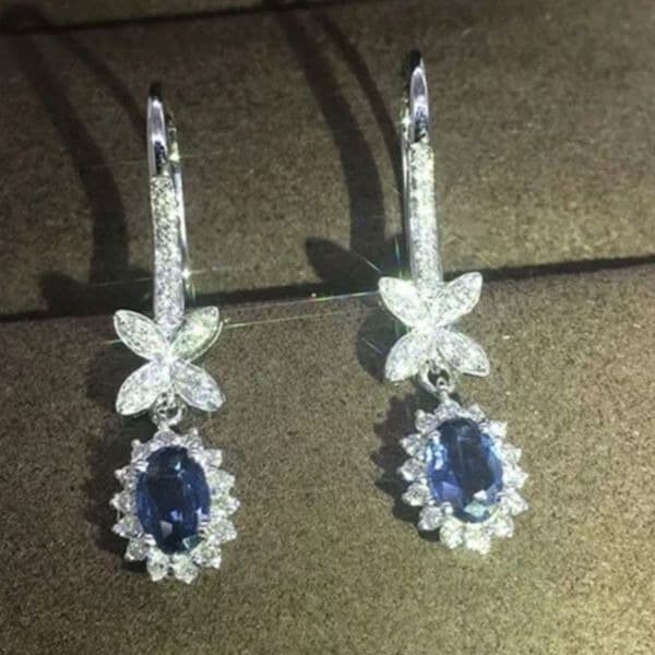 The drop blue bridesmaid earrings in 925 silver - Thumbnail 5