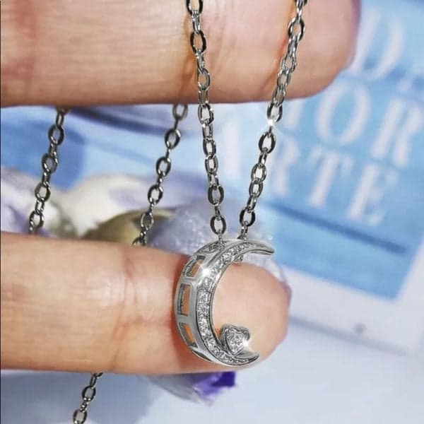 The Fly Me To The Moon pendant Cubic Zirconia 925 Silver necklace - Thumbnail 4