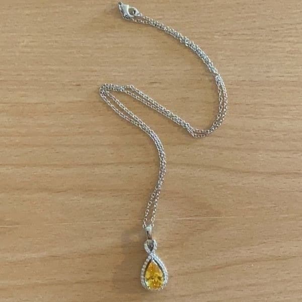 Estate inspo 925/Citrine Teardrop charm necklace - Thumbnail 10