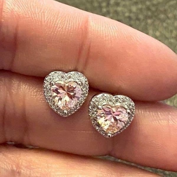 The Pink Kiss Heart Stud Silver 925 earrings - Thumbnail 2