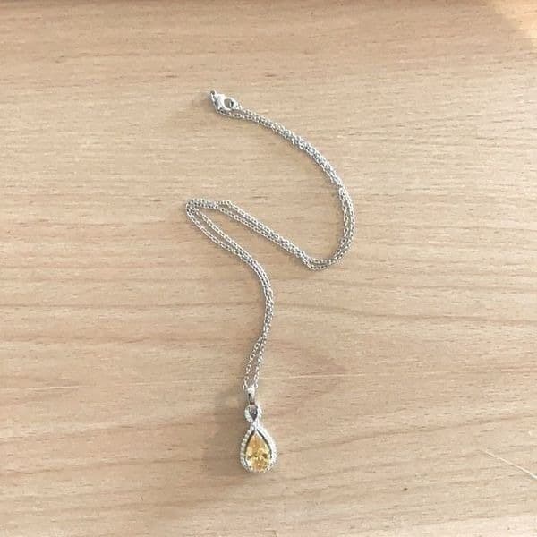 Estate inspo 925/Citrine Teardrop charm necklace - Thumbnail 2