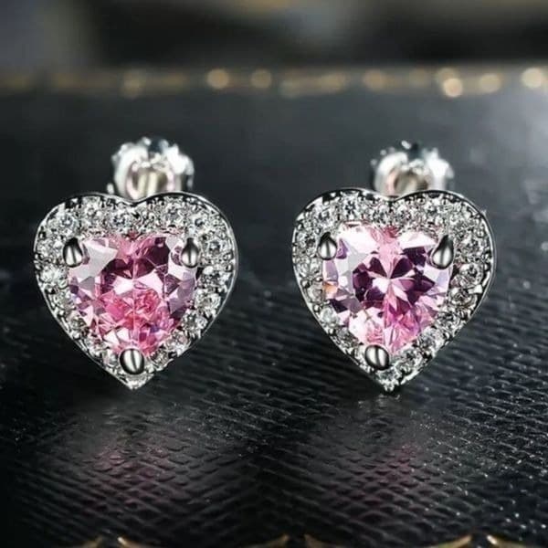The Pink Kiss Heart Stud Silver 925 earrings - Image 1