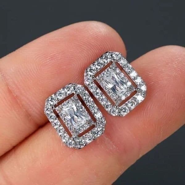 The Show Stopper Rectangular Cubic Zirconia and 925 earrings - Thumbnail 3