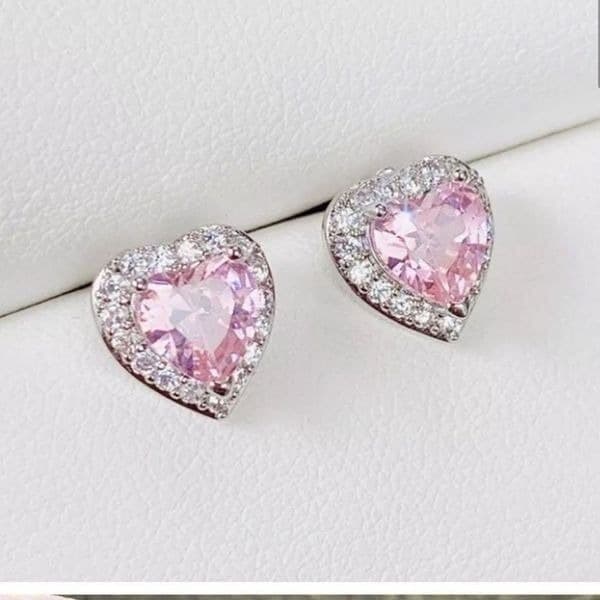 The Pink Kiss Heart Stud Silver 925 earrings - Thumbnail 5