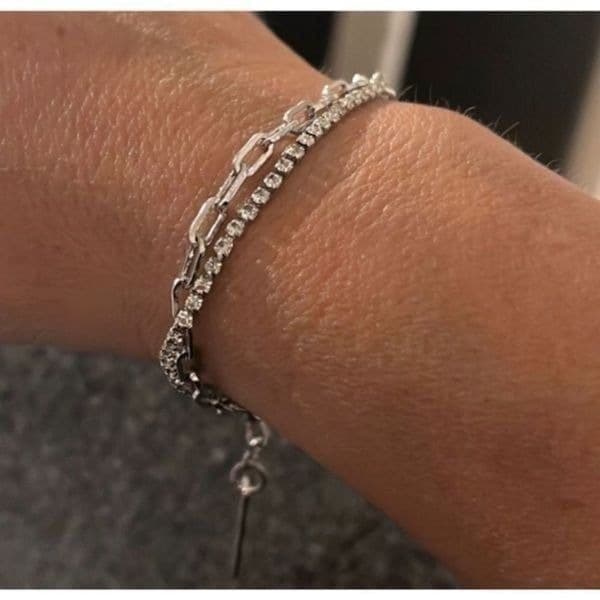 The Mixed Media 2 strand Bracelet in 925 and cubic zirconia. - Thumbnail 2