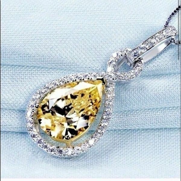 Estate inspo 925/Citrine Teardrop charm necklace - Thumbnail 6