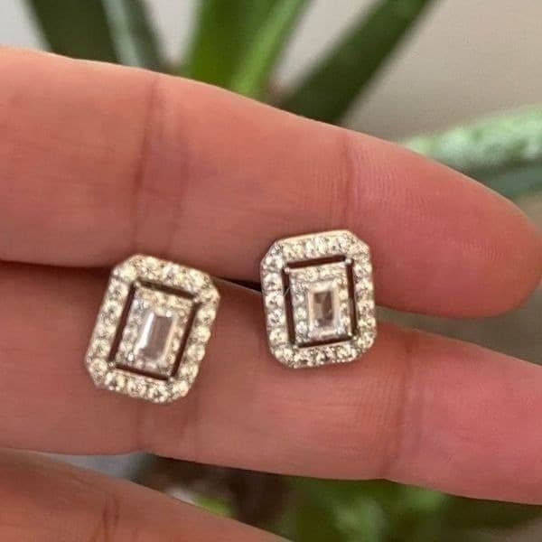 The Show Stopper Rectangular Cubic Zirconia and 925 earrings - Thumbnail 2