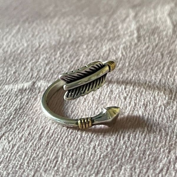 The Arrow Adjustable ring in 925 silver and 14k yellow gold plated accen - Thumbnail 10