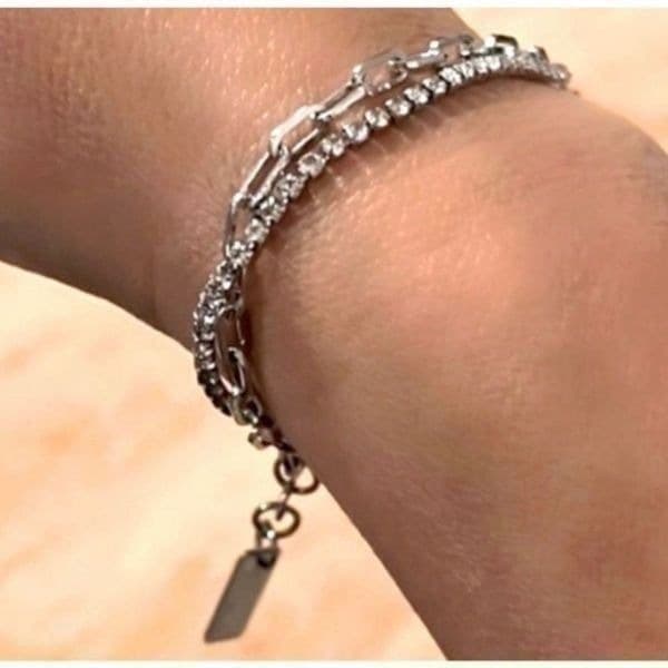 The Mixed Media 2 strand Bracelet in 925 and cubic zirconia. - Thumbnail 4