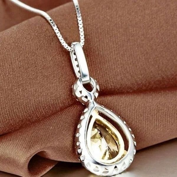 Estate inspo 925/Citrine Teardrop charm necklace - Thumbnail 7