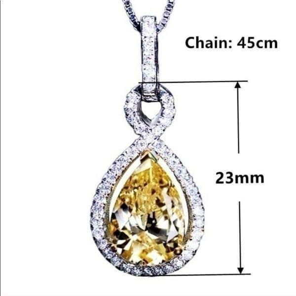 Estate inspo 925/Citrine Teardrop charm necklace - Thumbnail 3