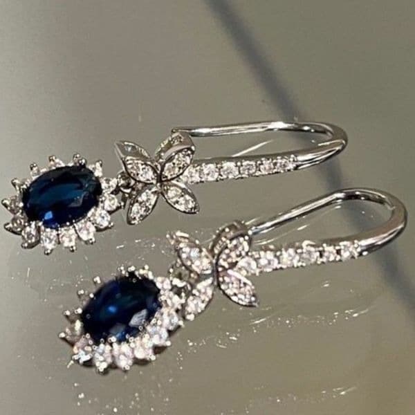 The drop blue bridesmaid earrings in 925 silver - Thumbnail 7
