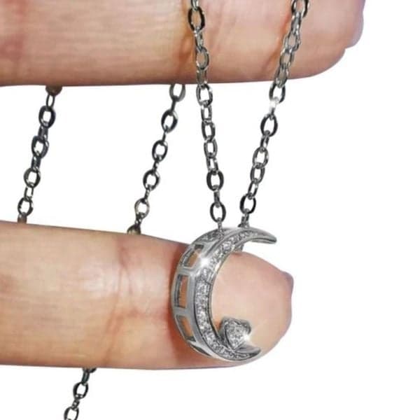 The Fly Me To The Moon pendant Cubic Zirconia 925 Silver necklace - Image 1