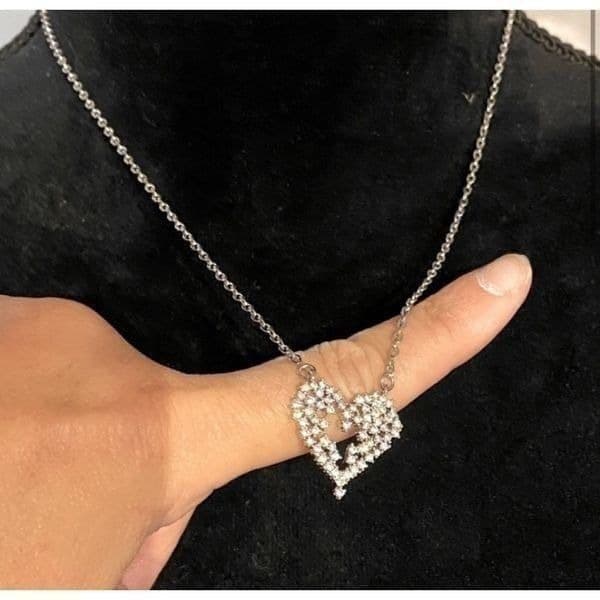 The Mosaic Of Love Cubic Zirconia Heart 925 pendant Necklace - Thumbnail 2