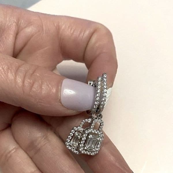 The Gatsby Earring drop in silver & zirconium drop earrings - Thumbnail 6
