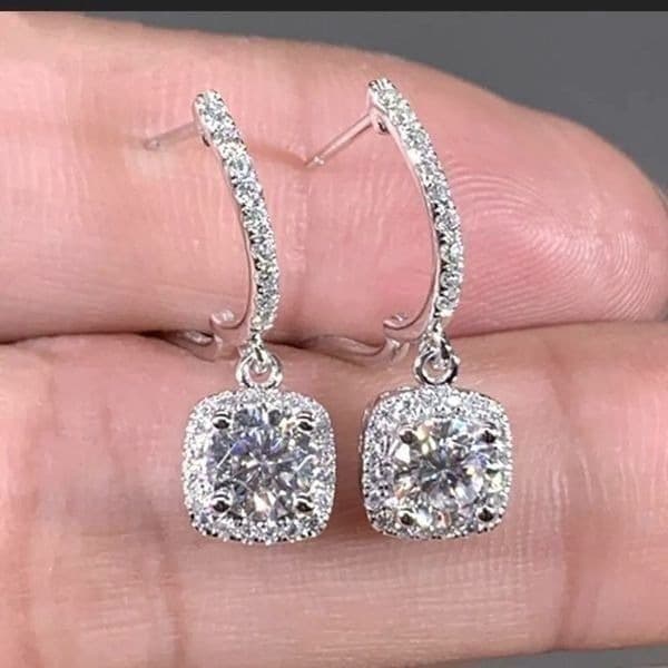 The Bling Bae 925 Silver Drop White Sapphire Earrings - Thumbnail 11