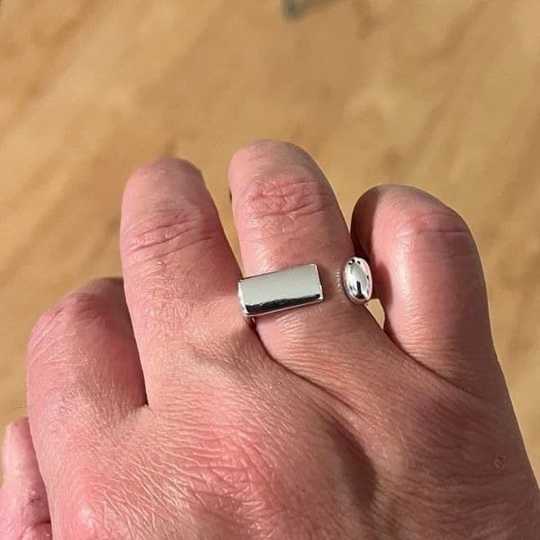 The Geo Silver adjustable Ring in 925 silver - Thumbnail 6