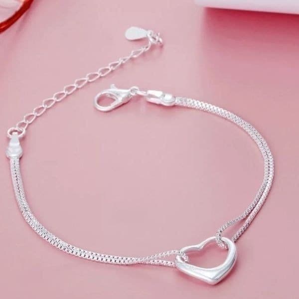 The Precious Heart double chain charm bracelet in 925 - Thumbnail 3