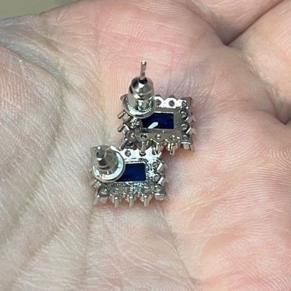 The Royal Blue Elegant stud earrings in 925 silver and cubic zirconia - Thumbnail 2