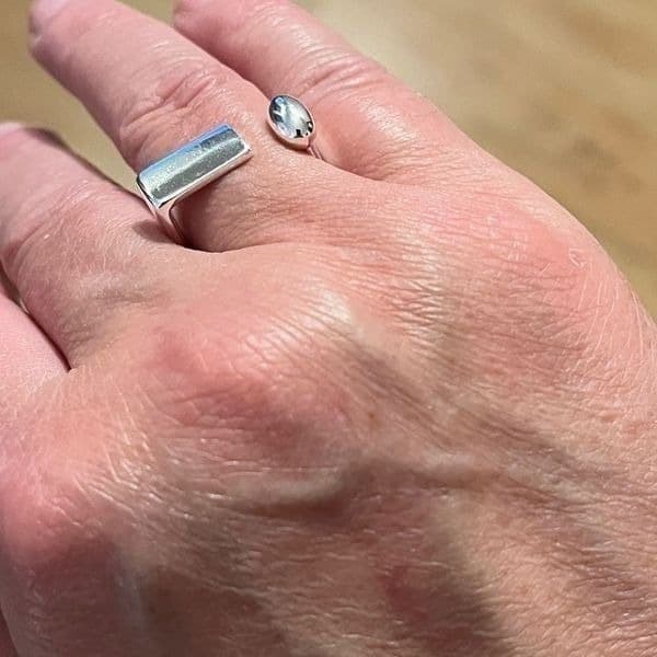 The Geo Silver adjustable Ring in 925 silver - Thumbnail 7