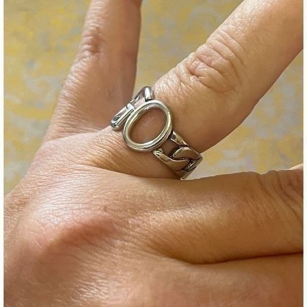 The GO Ring statement retro adjustable 925 silver - Thumbnail 6