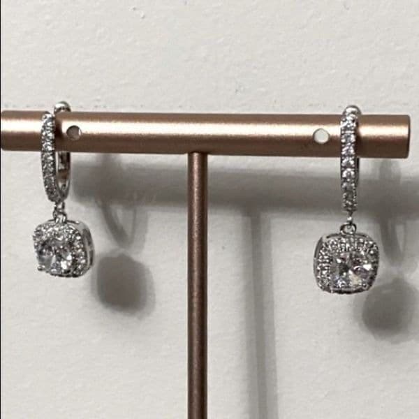 The Bling Bae 925 Silver Drop White Sapphire Earrings - Thumbnail 8