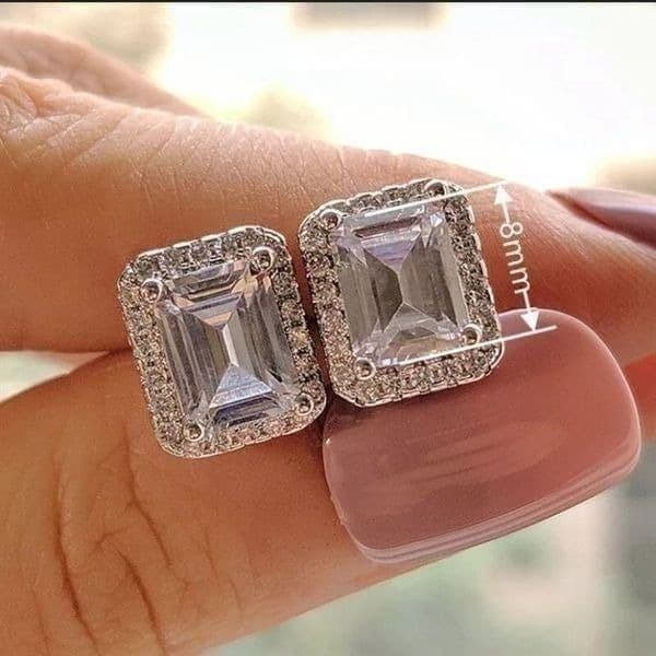 The City emerald cut 925 stud earrings - Thumbnail 5