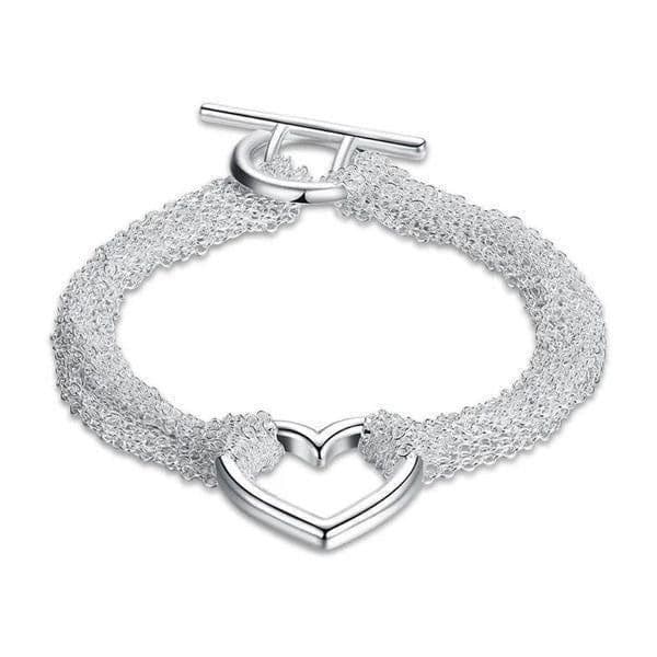 The Enmeshed Heart multi strand heart pendant bracelet in sterling silver. - Image 1