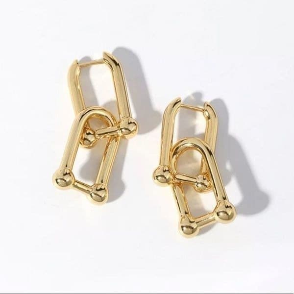 The U Link 2 in 1 Statement Drop Earring in Gold 925/14k - Thumbnail 5