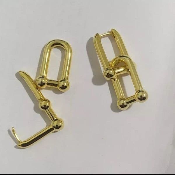 The U Link 2 in 1 Statement Drop Earring in Gold 925/14k - Thumbnail 2