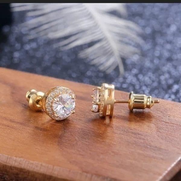 The I Know I’m Gorgeous oversized 14k gold plated zircon earrings - Image 1