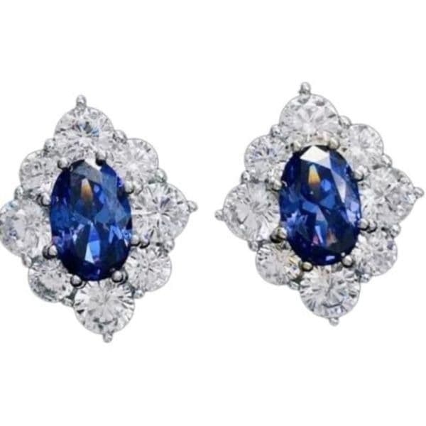 - The Royal 925 Sapphire are Cubic zirconium estate inspired stud earrings - Thumbnail 4