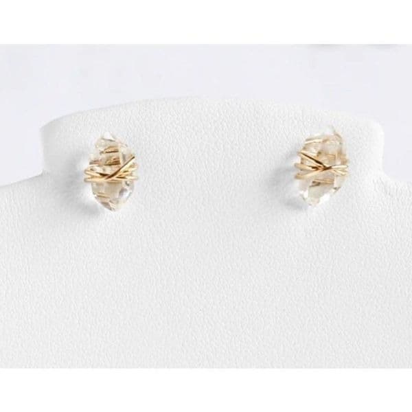 The Crystal Dream Gold plated wrapped lab created sapphire earrings - Thumbnail 6