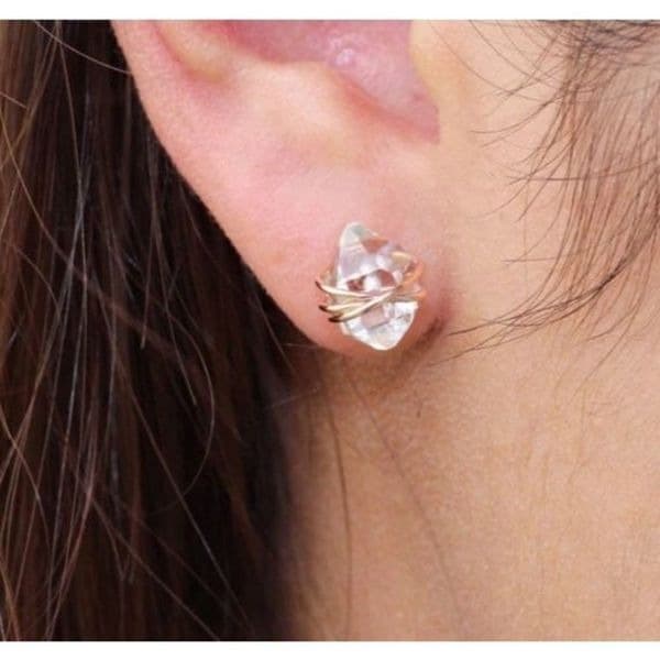 The Crystal Dream Gold plated wrapped lab created sapphire earrings - Image 1