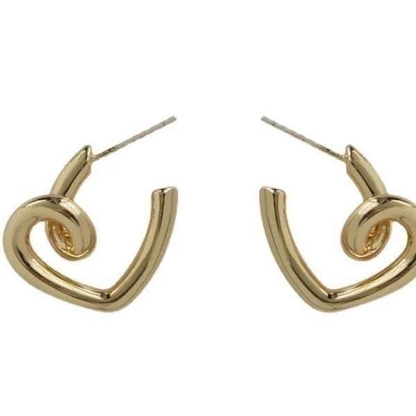The Plush Heart earrings in 925 silver, w 14k yellow gold - Thumbnail 2
