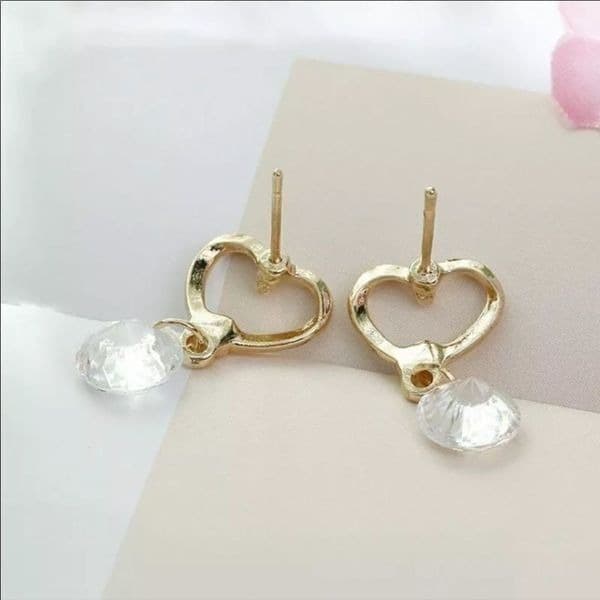 The Love Heart Crystal Drop Dangle Earrings - Thumbnail 4