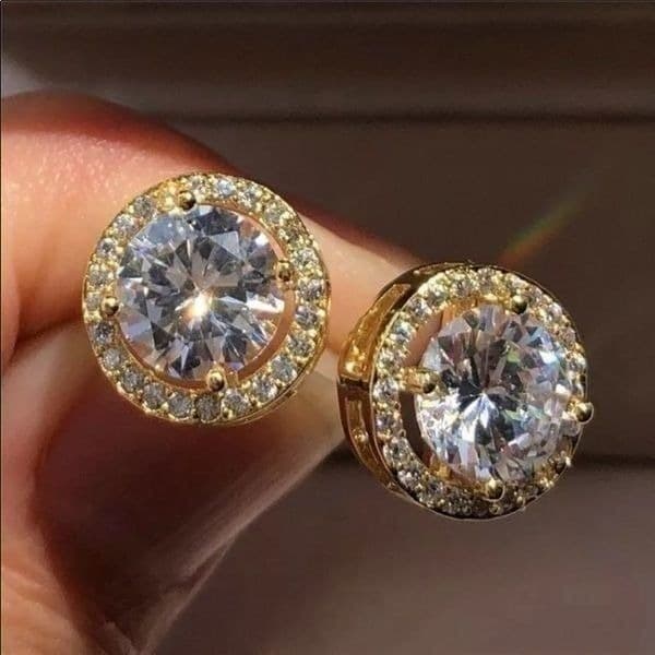 The I Know I’m Gorgeous oversized 14k gold plated zircon earrings - Thumbnail 2