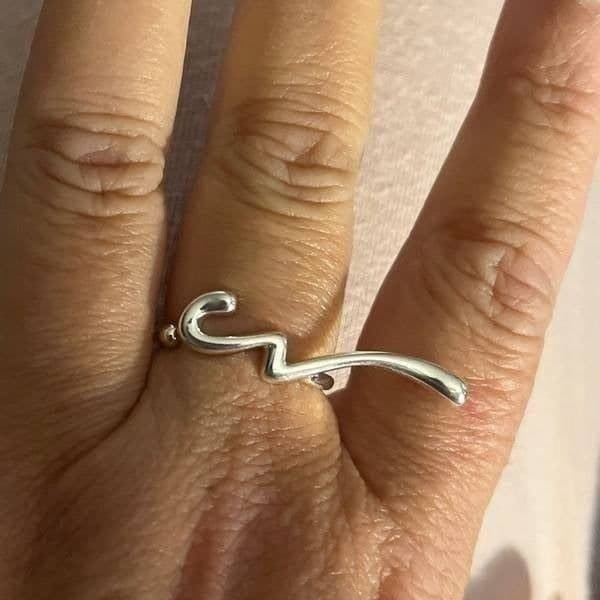 The Irregular Signature 2 finger Ring in Silver - Thumbnail 2