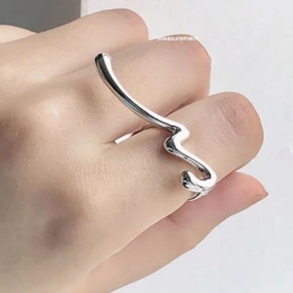 The Irregular Signature 2 finger Ring in Silver - Image 1